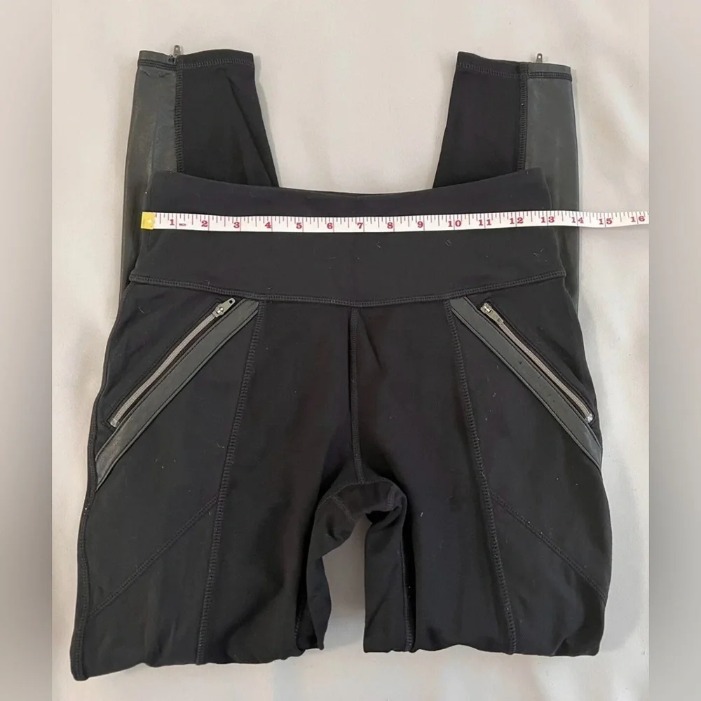 Athleta Womens Leggings Sz Small Black Luxe Ponte Faux Leather High Waisted‎